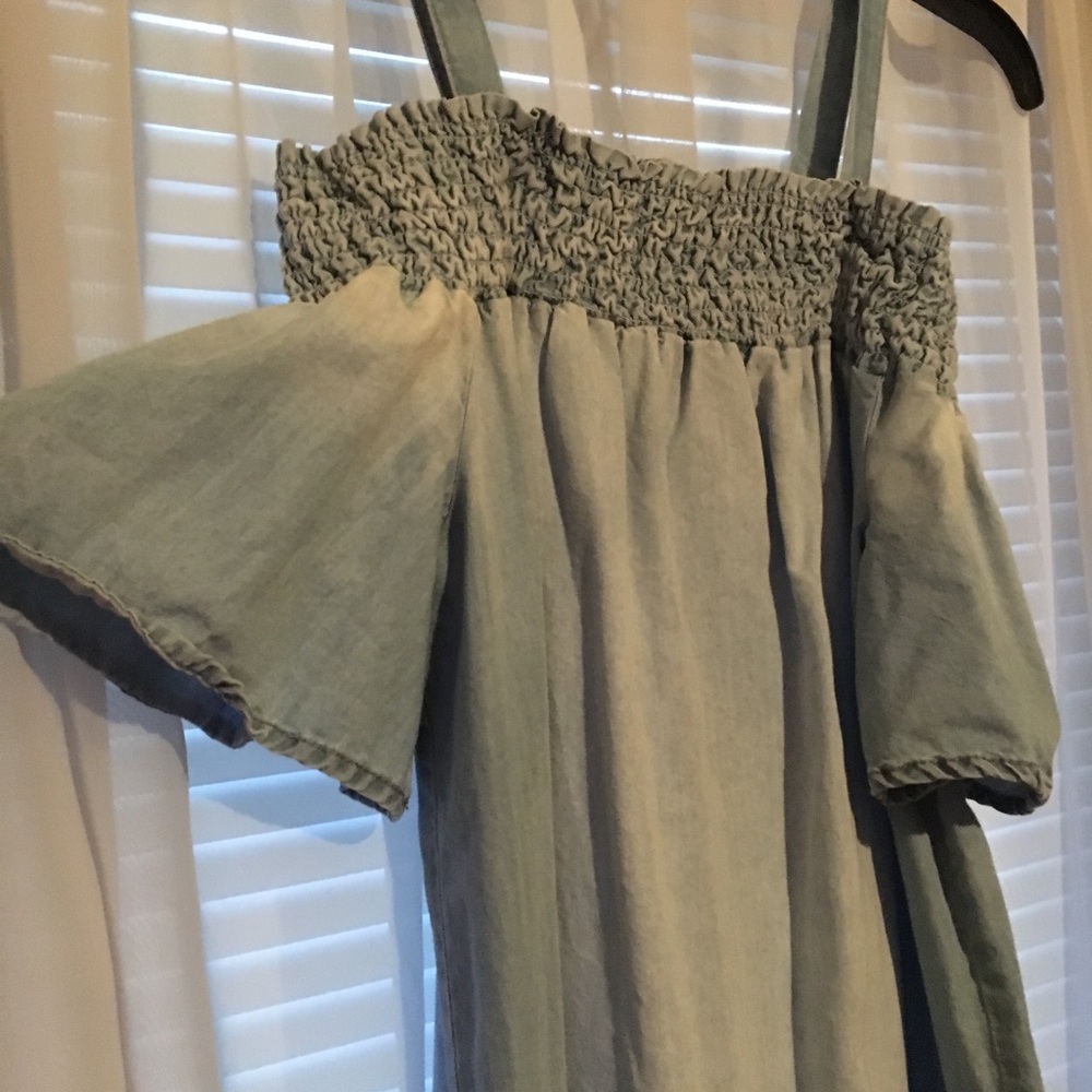 Denim off shoulder dress detachable straps size M